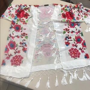Burned out beaded cardigan